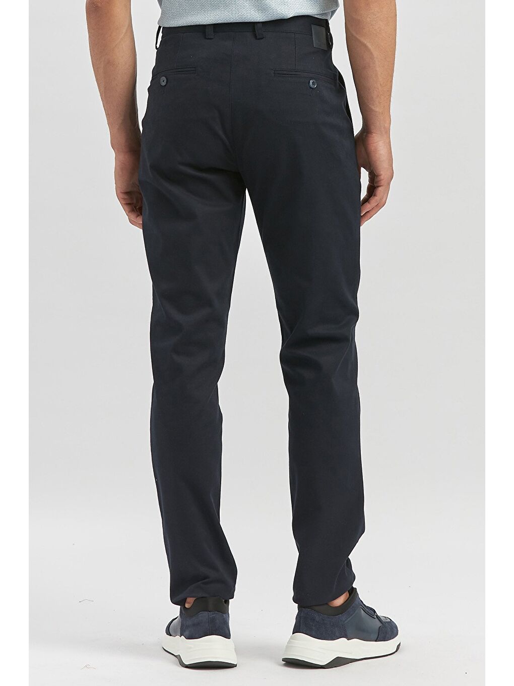 Koyu Lacivert Pamuklu Yandan Cepli Casual Slim Fit Chino Pantolon 1003240905-6