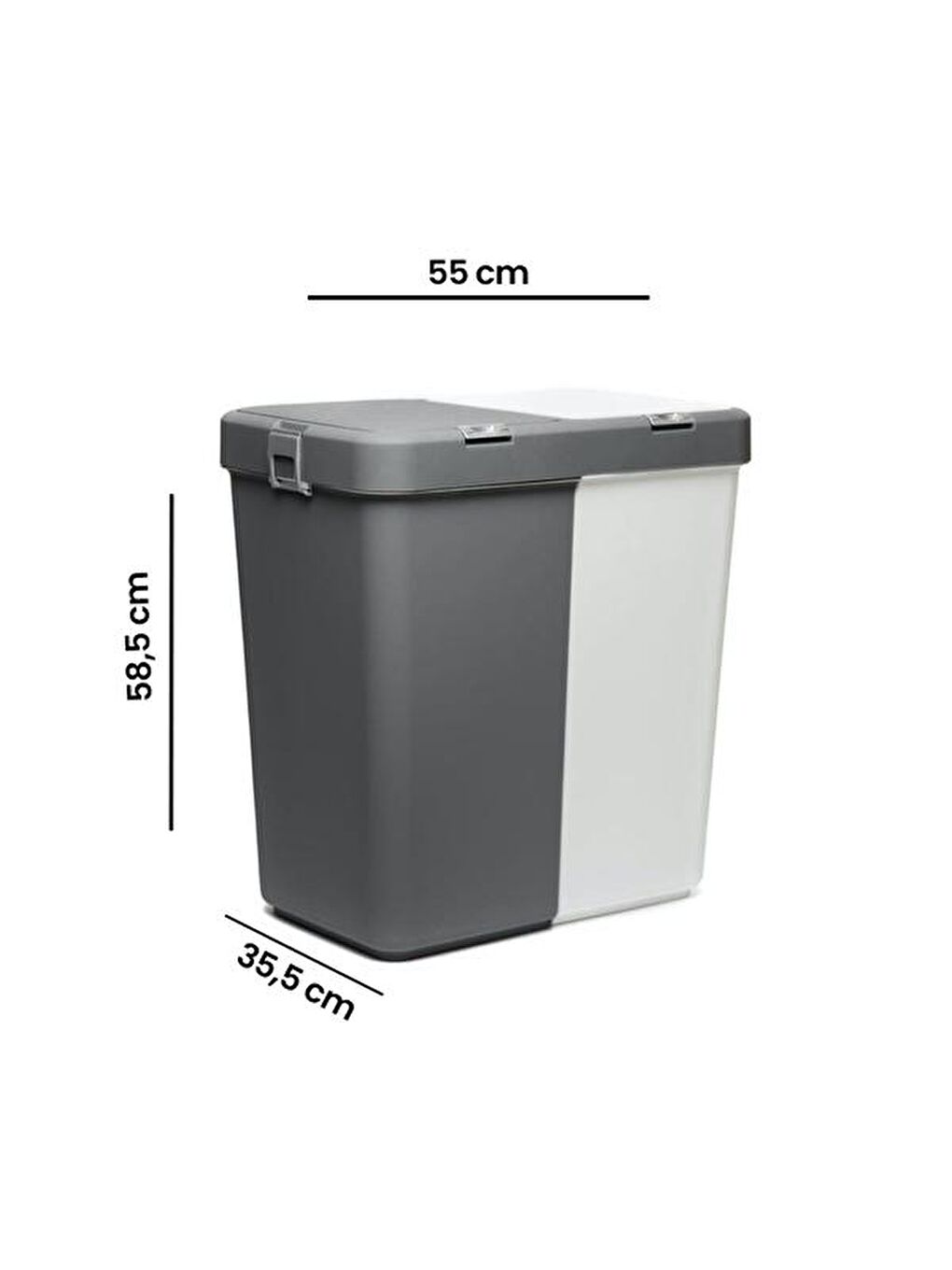 Duo Laundry Çamaşır Sepeti - Antrasit / Beyaz - 80 lt-3