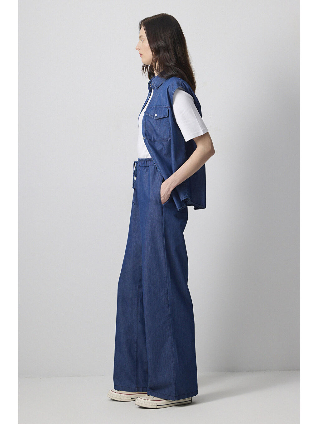 Mavi Denim Efektli Bol Paça Pantolon-2