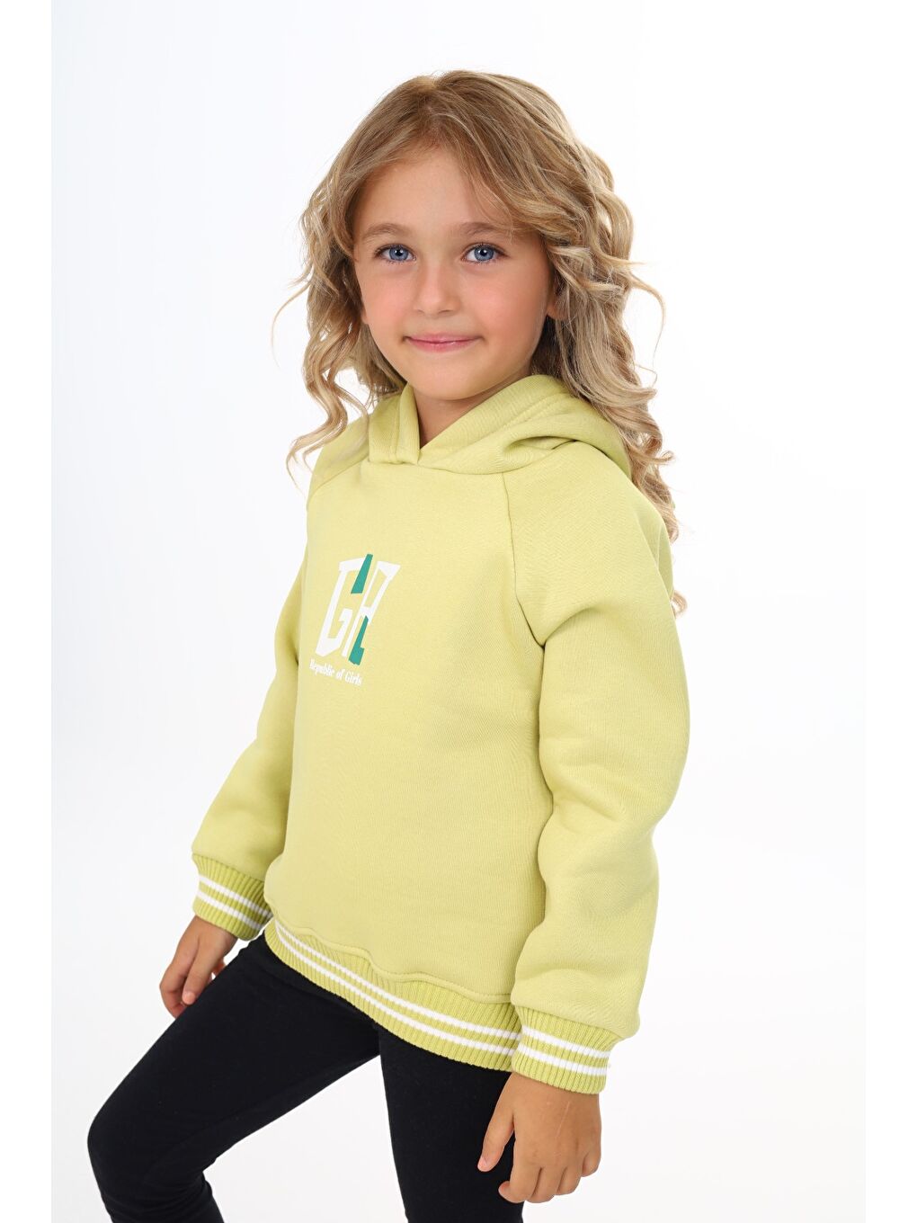 Yeşil Kız Çocuk Baskılı Sweatshirt-1