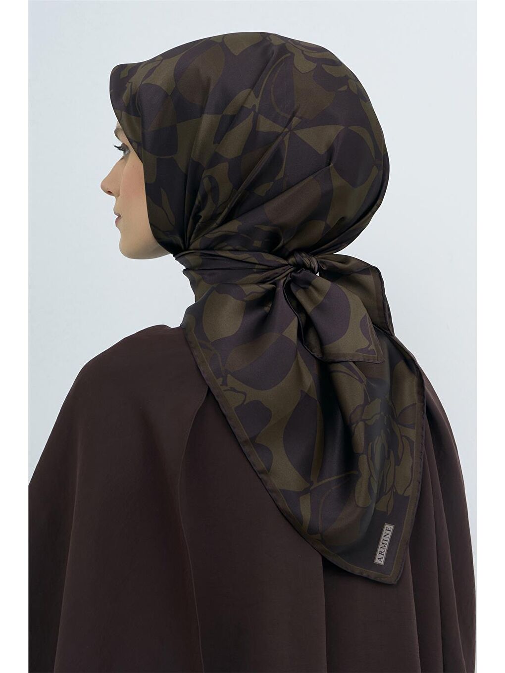 Kahverengi Saf İpek Twill Eşarp 9551D 54-2