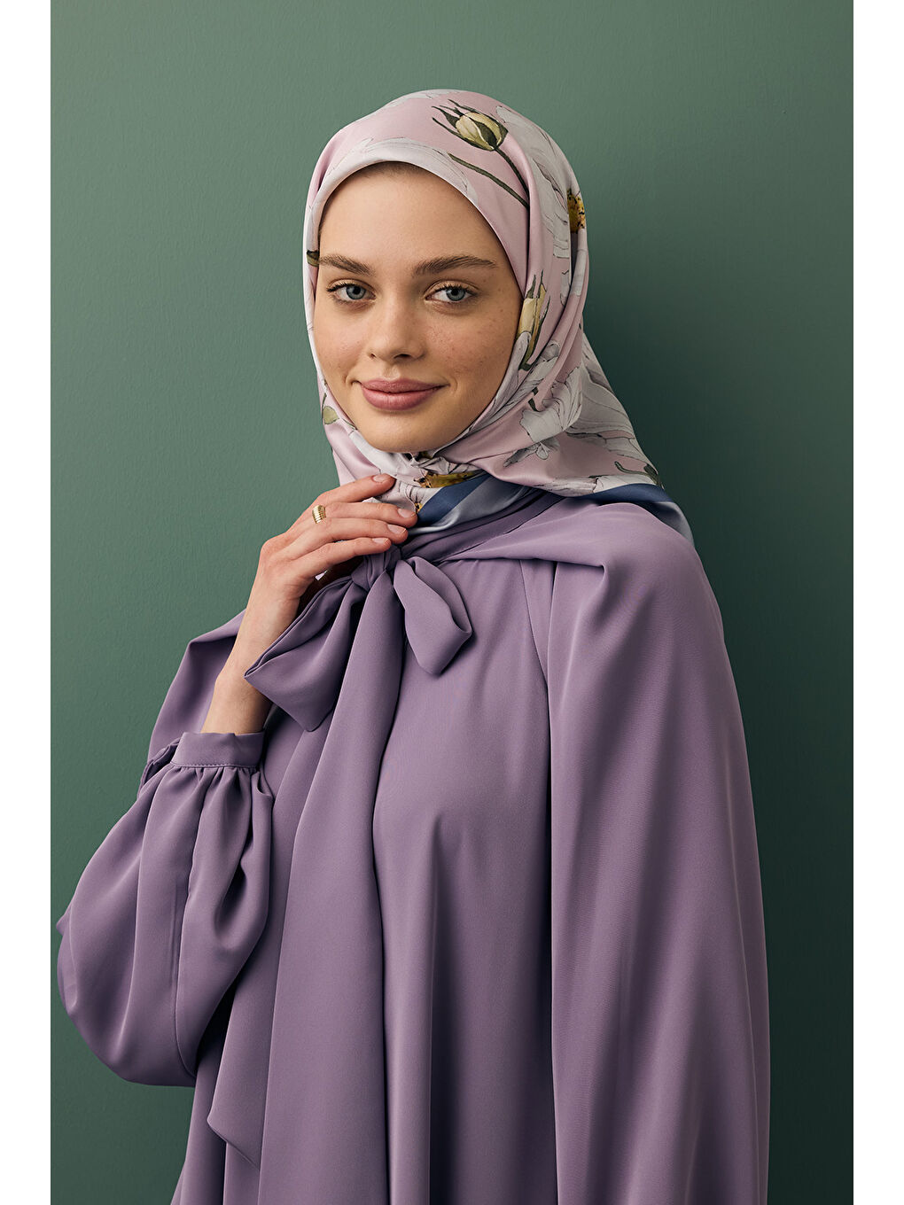 Lila Twill İpek Eşarp Daisy Leylak-1