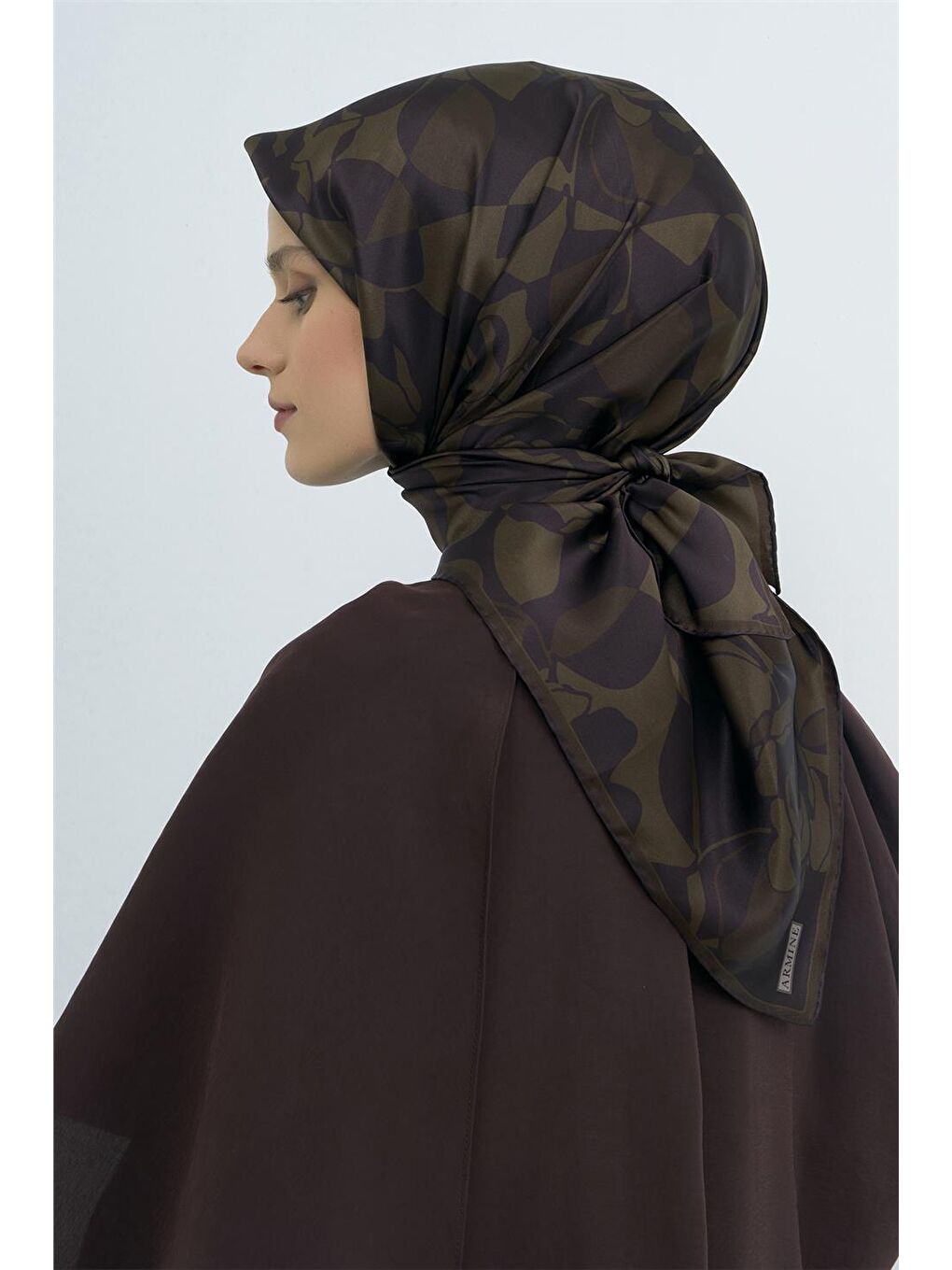 Kahverengi Saf İpek Twill Eşarp 9551D 54-3