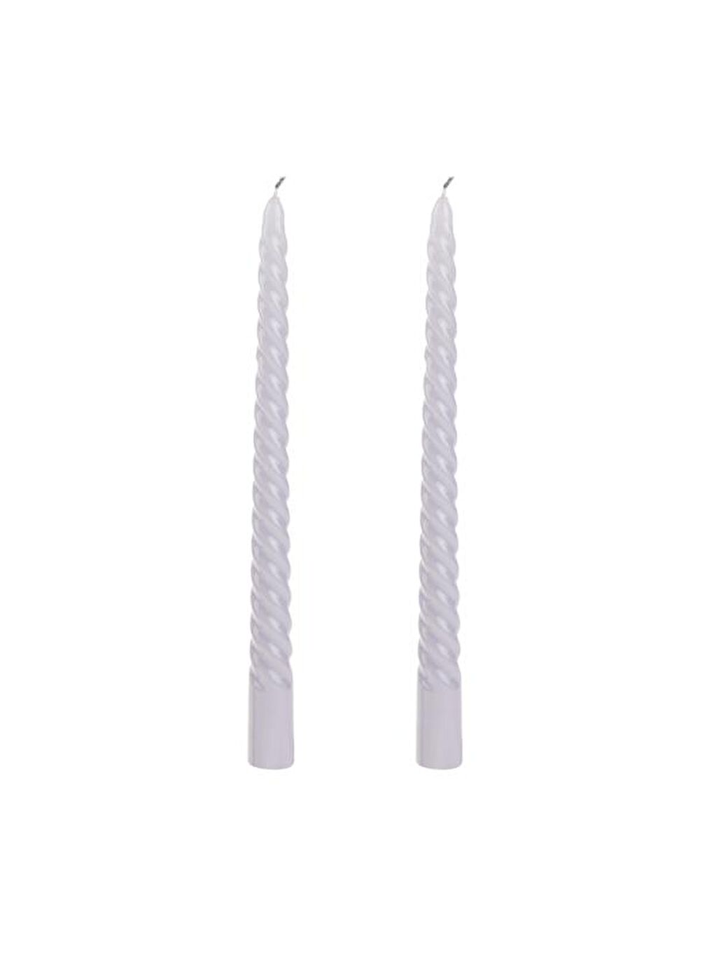 2'li Burgu Şamdan Mumu - Gri - 25 cm-3