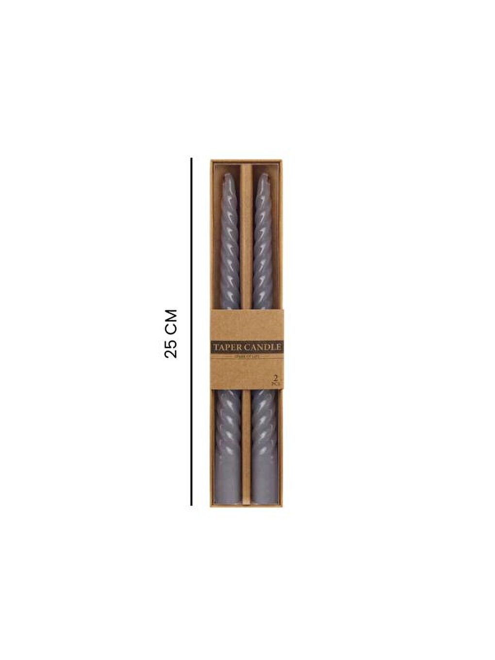 2'li Burgu Şamdan Mumu - Gri - 25 cm-4