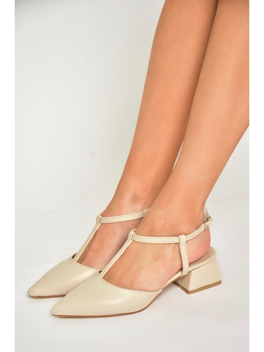 Bej U9982433 Ten Kadın Topuklu Ayakkabı-3