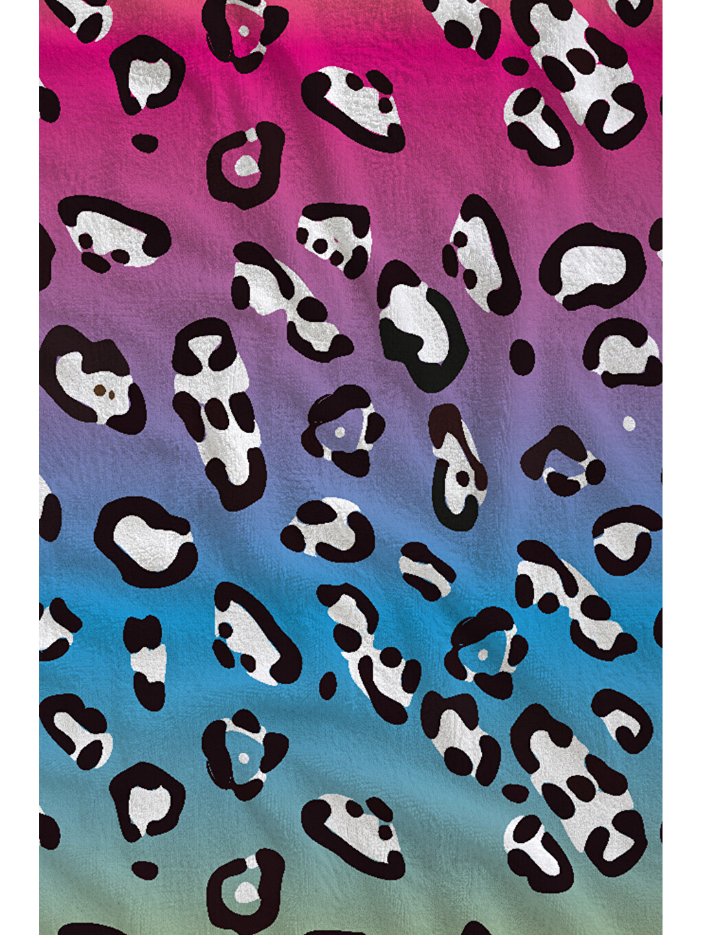 Pembe Renkli Degrade Leopar Desenli 70x150 Cm Dijital Baskılı Plaj Ve Banyo Havlusu-1