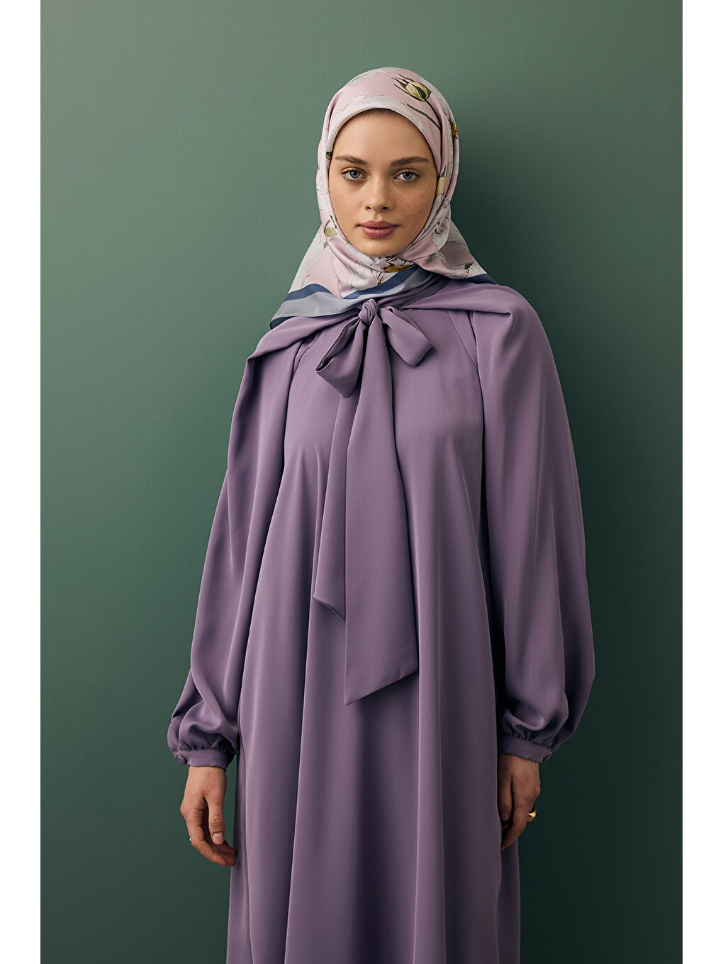 Lila Twill İpek Eşarp Daisy Leylak-2