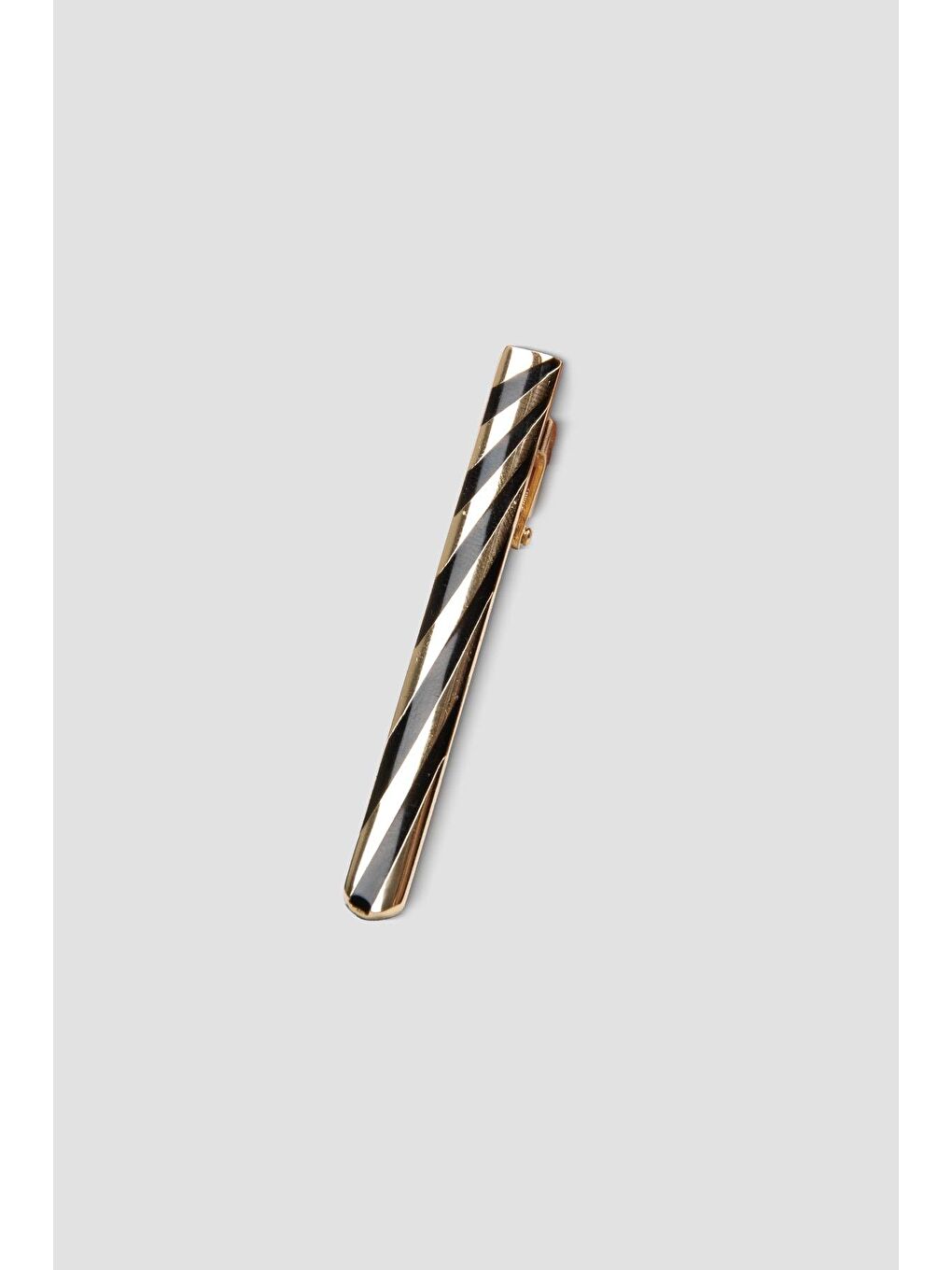 98007 Gold Siyah Erkek Kravat İğnesi-1