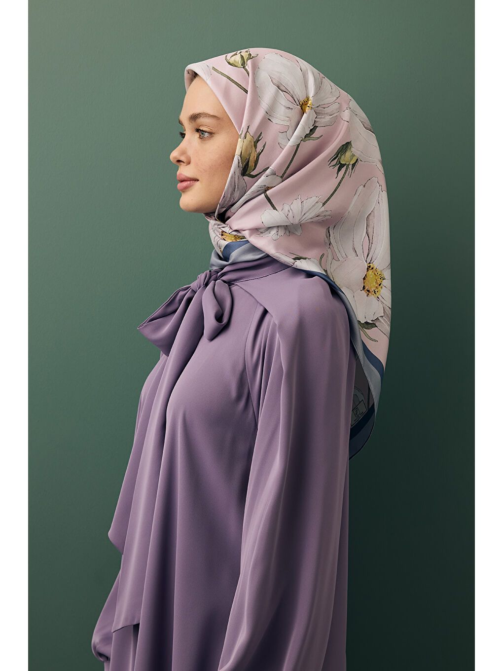 Lila Twill İpek Eşarp Daisy Leylak-3