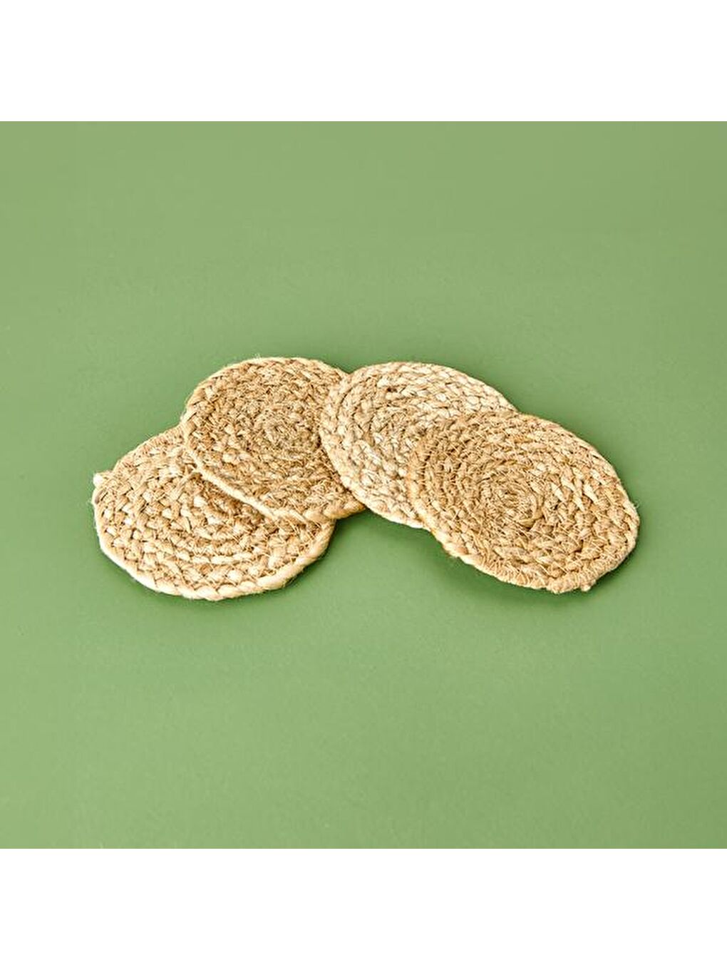 4'lü Jüt Bardak Altlığı Seti - Kahverengi - 10 cm-1