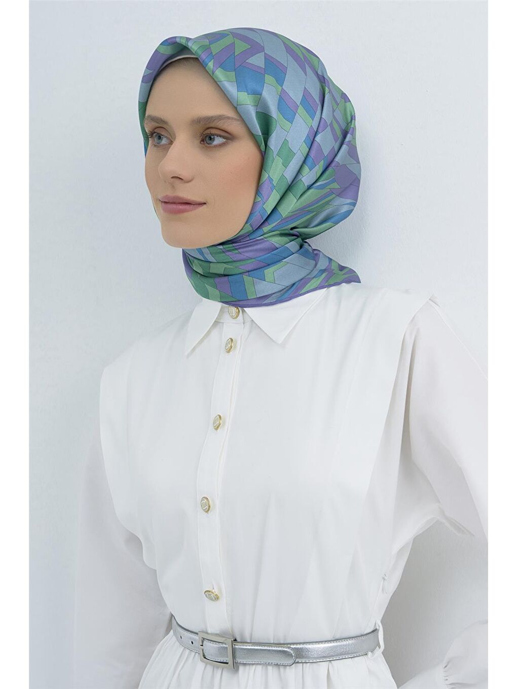 Turkuaz Saf İpek Sura Eşarp 9507D 57