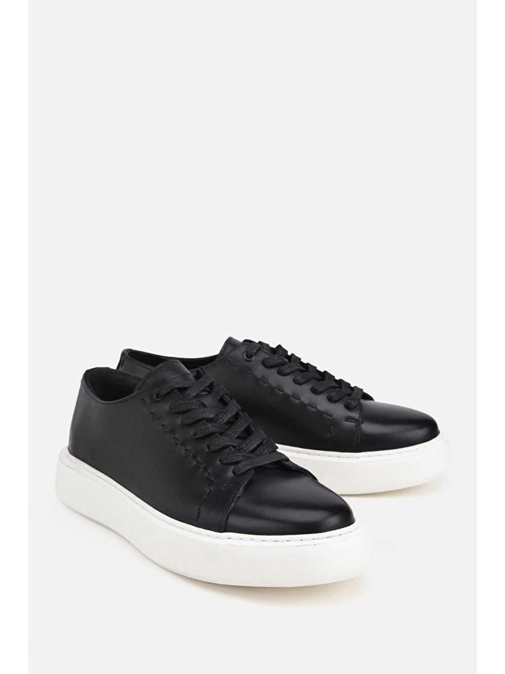 Erkek Siyah Bağcıklı Kalın Tabanlı Günlük Sneaker-1
