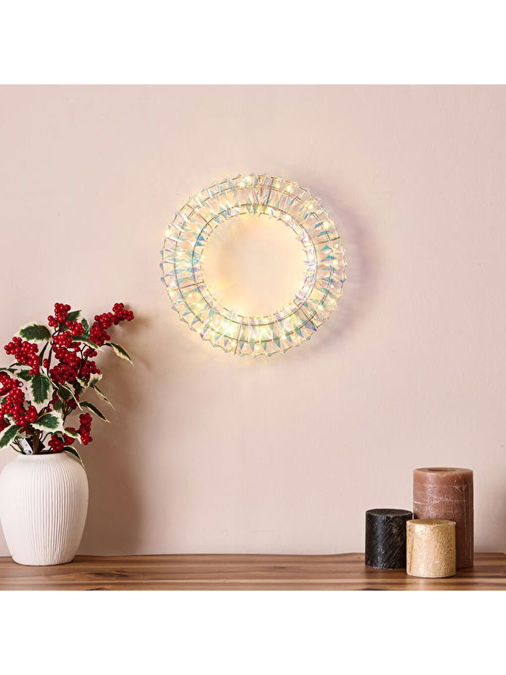 Sarı Çelenk Dekoratif Aydınlatma - 30 cm