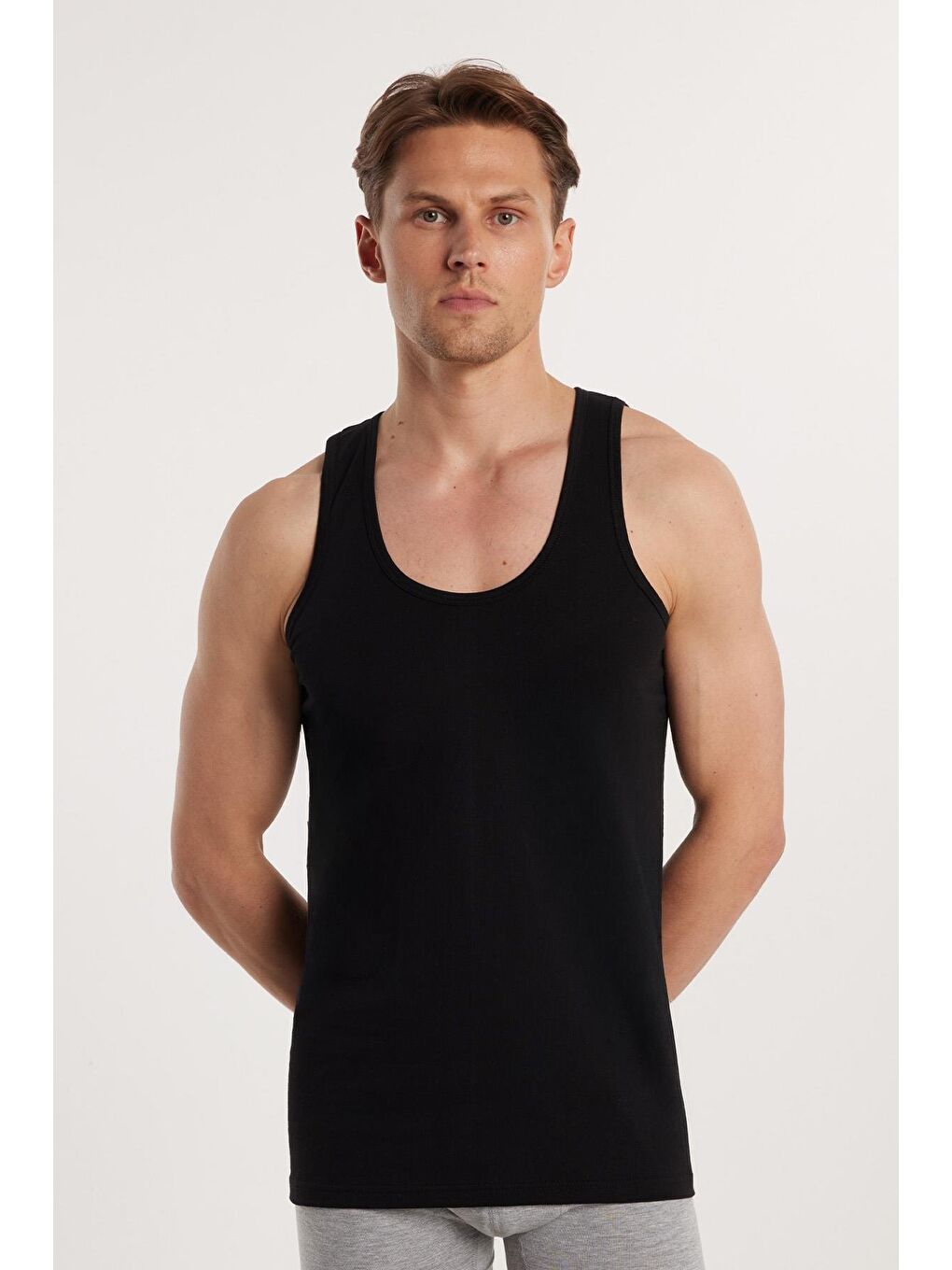 Karışık 6 Adet Compact Penye Siyah-Gri Erkek Atlet Pamuklu Standart Fit Normal Kesim 6'Lı Paket-1