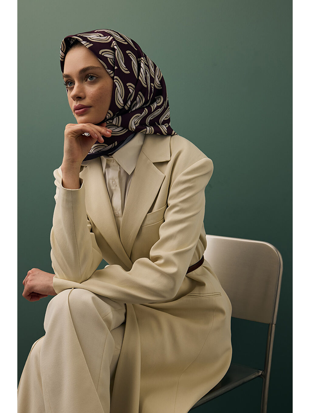 Twill İpek Eşarp Aura Mürdüm-4