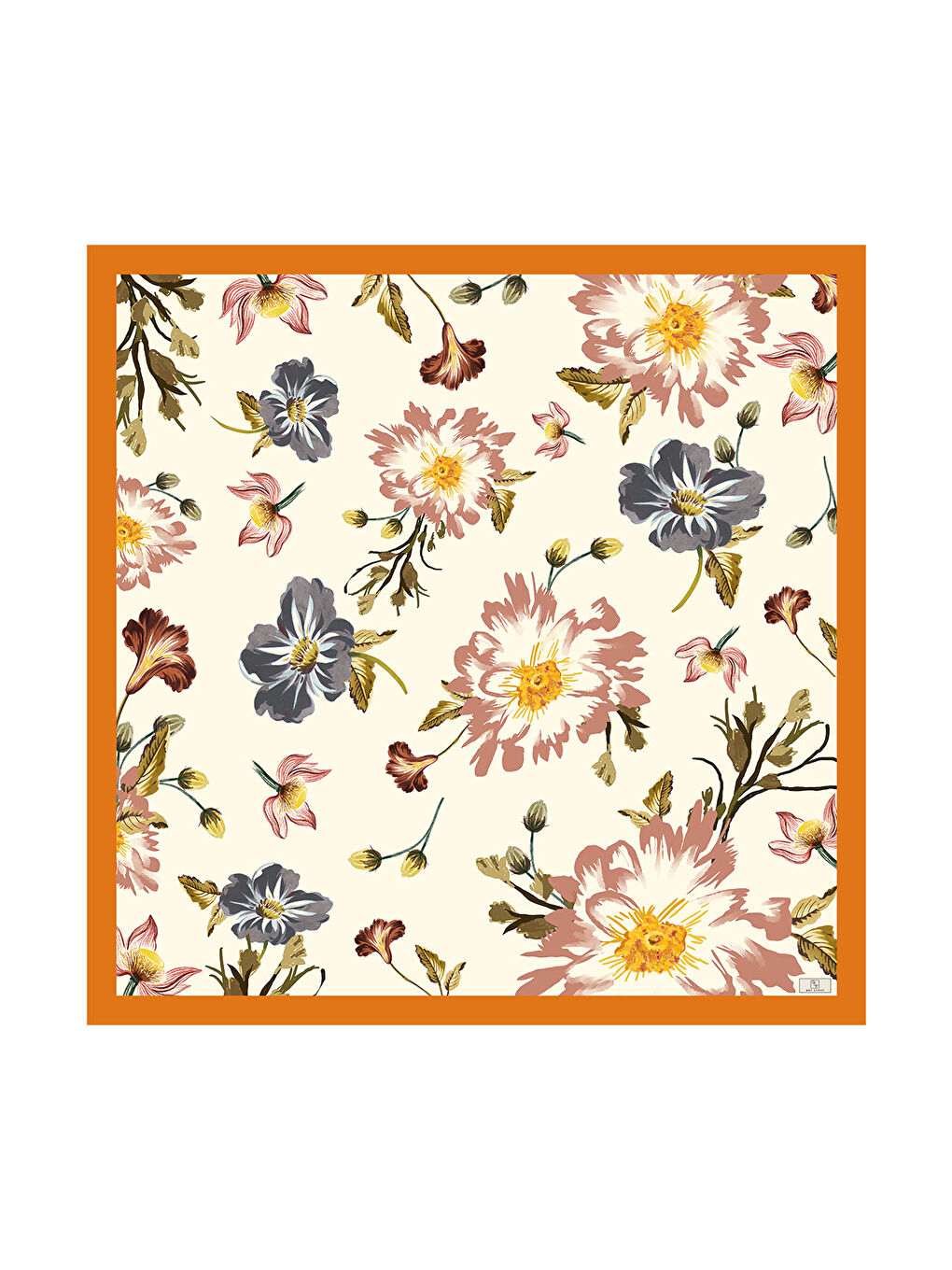 Turuncu Twill İpek Eşarp Begonia