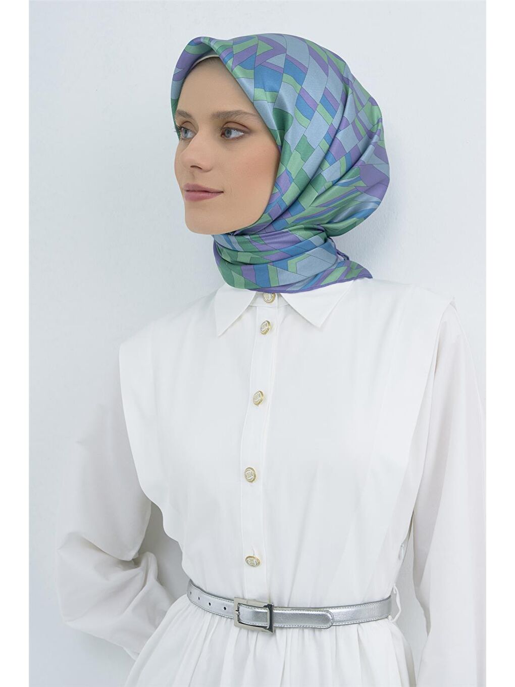 Turkuaz Saf İpek Twill Eşarp 9507D 57-1