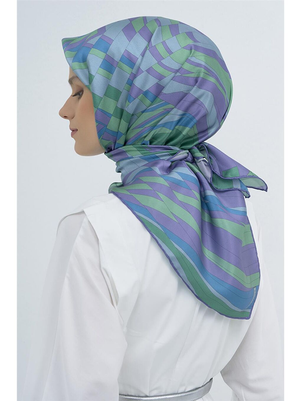 Turkuaz Saf İpek Twill Eşarp 9507D 57-2
