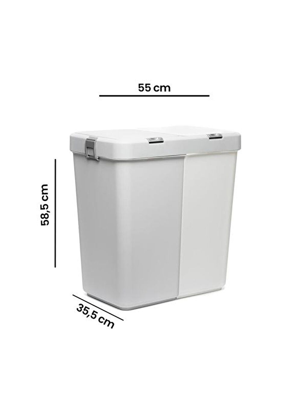 Duo Laundry Çamaşır Sepeti - Gri / Beyaz - 80 lt-4