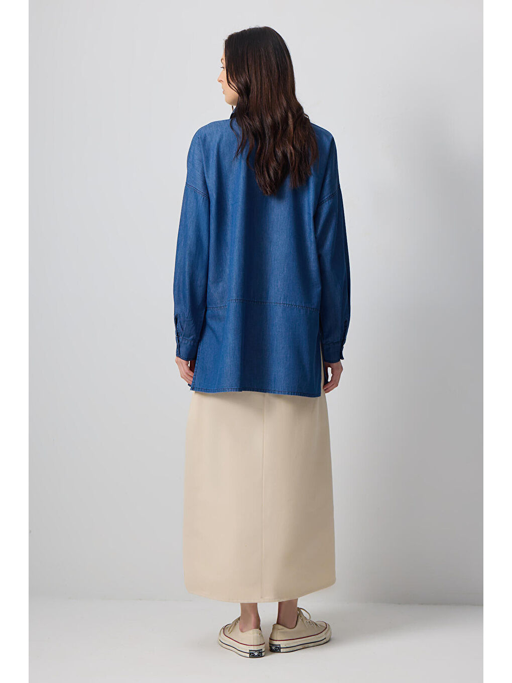 Touché Mavi Gömlek Yaka Denim Efektli Tunik - 4