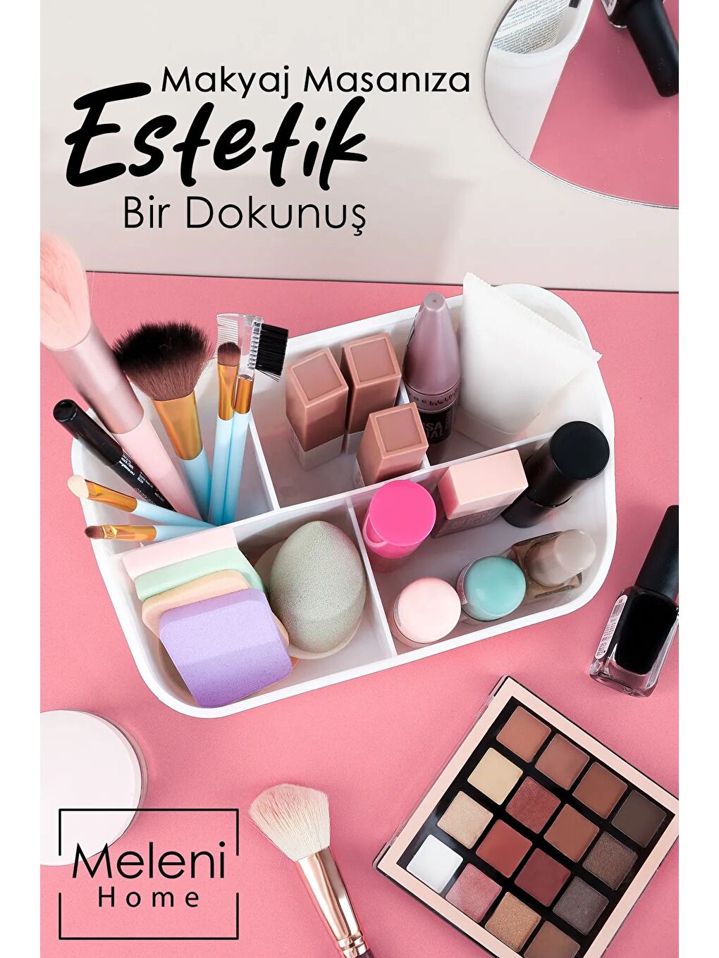 5 Bölmeli Aksesuar Düzenleyici Masaüstü Makyaj Kozmetik Takı Kutusu Çok Amaçlı Organizer-2