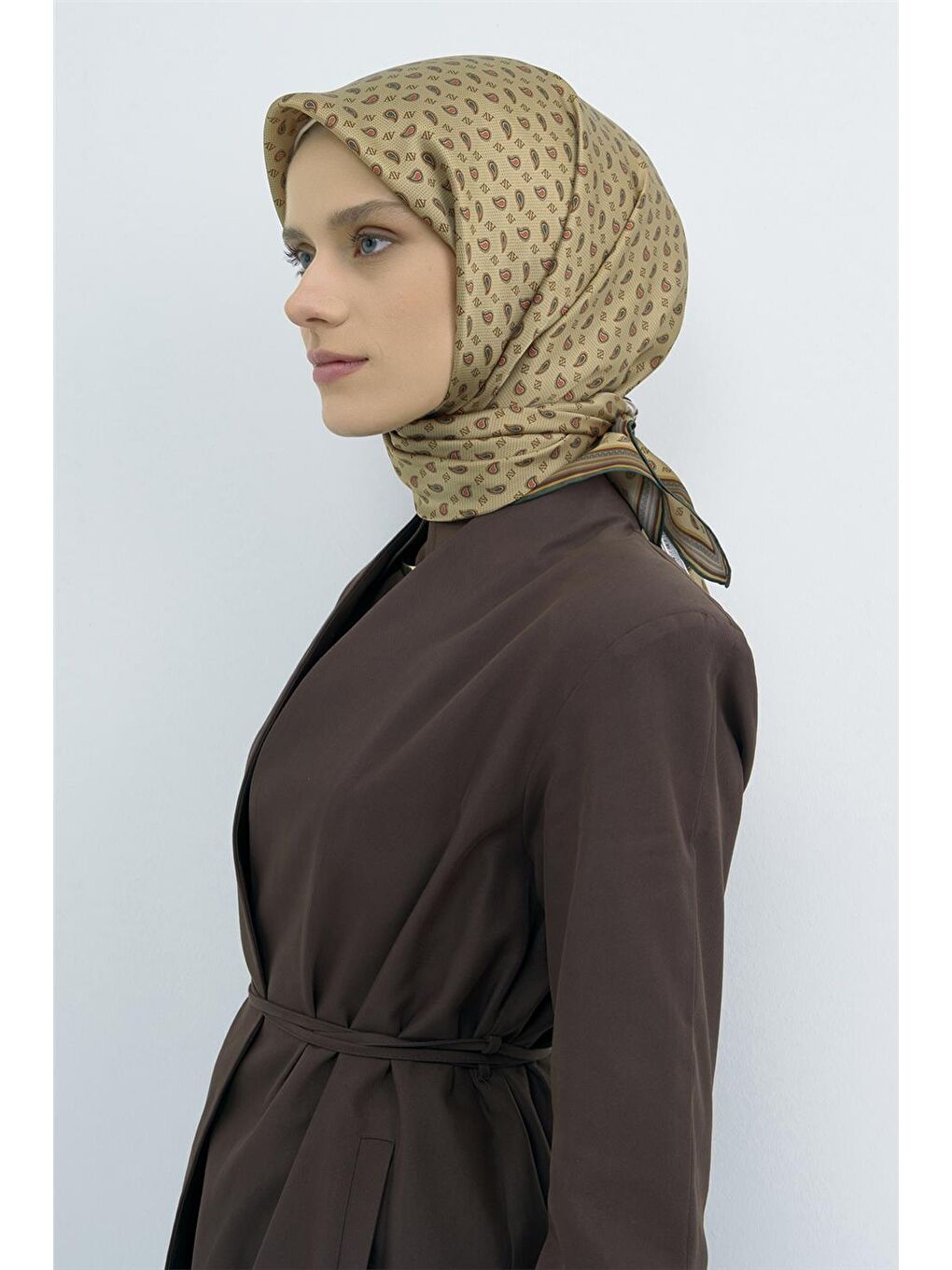 Kahverengi Saf İpek Twill Eşarp 9548D 81-2
