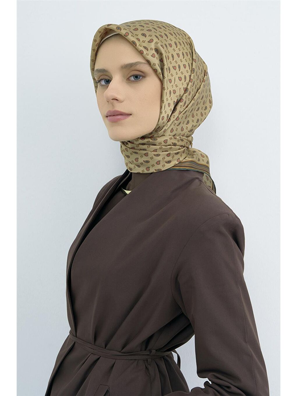 Kahverengi Saf İpek Twill Eşarp 9548D 81-3