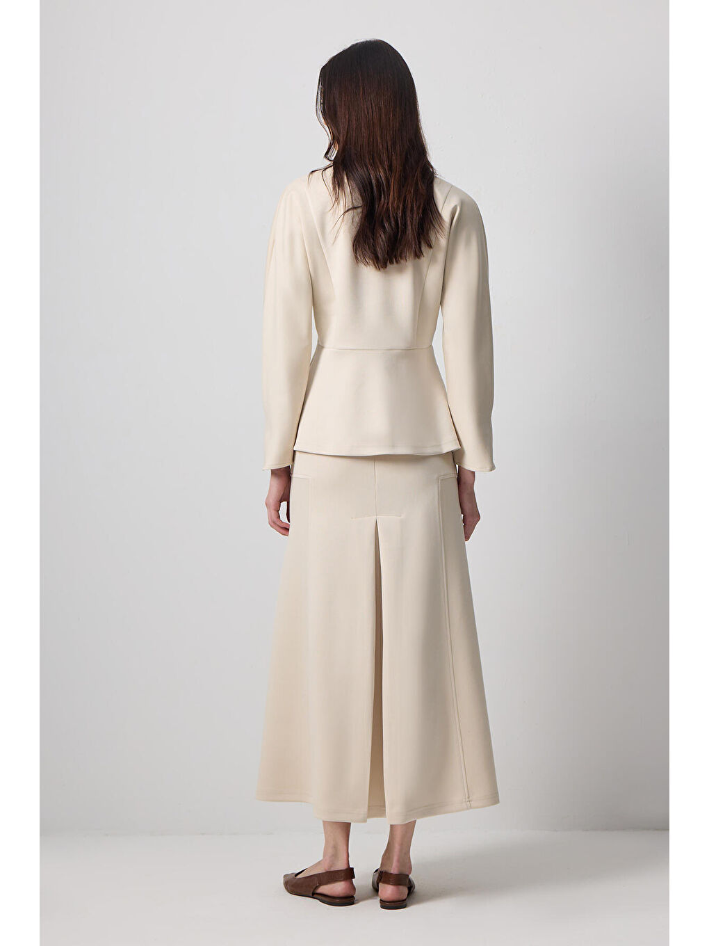 Ekru Bluz Etek Örme Takım-3