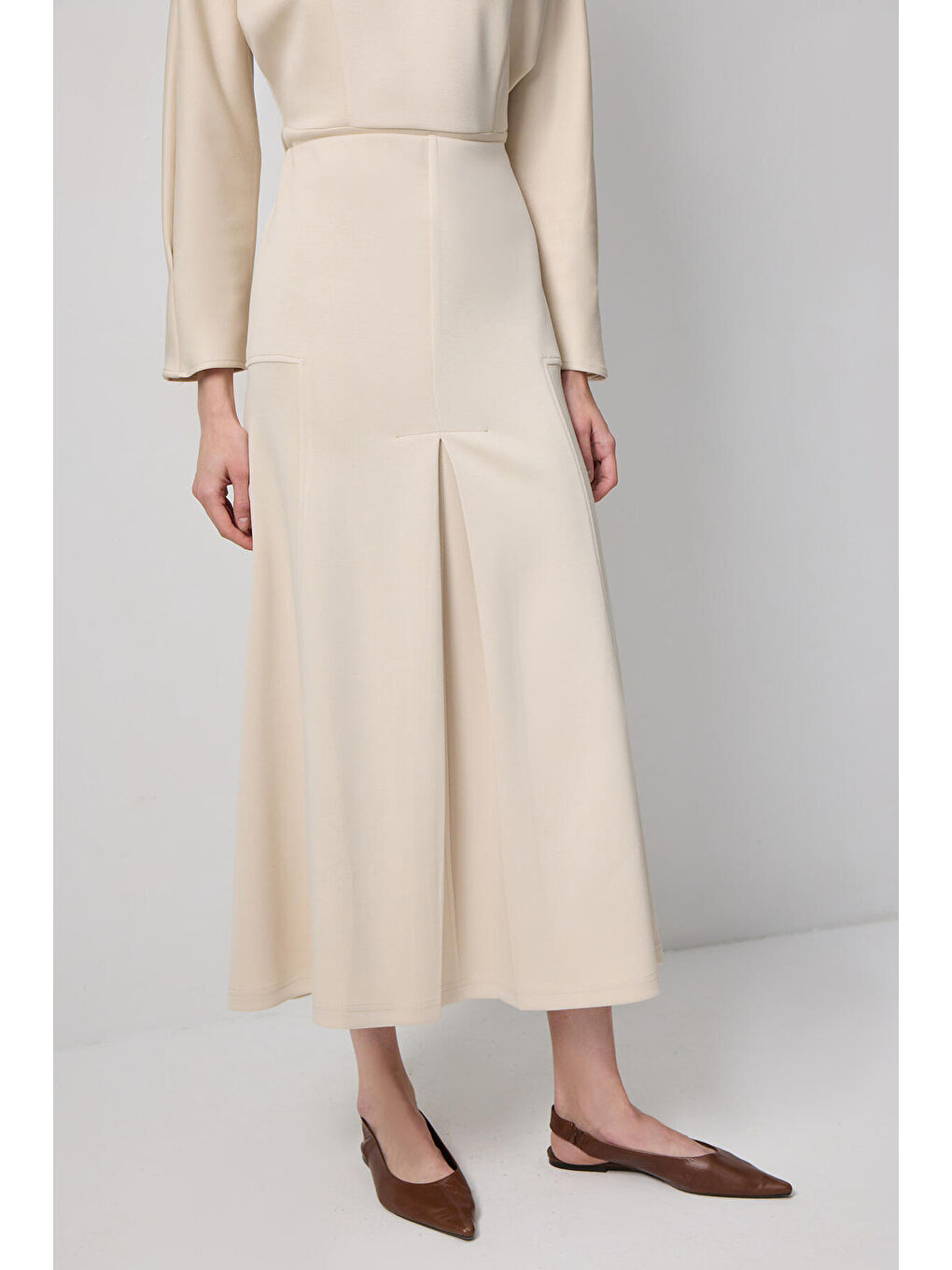 Ekru Bluz Etek Örme Takım-4