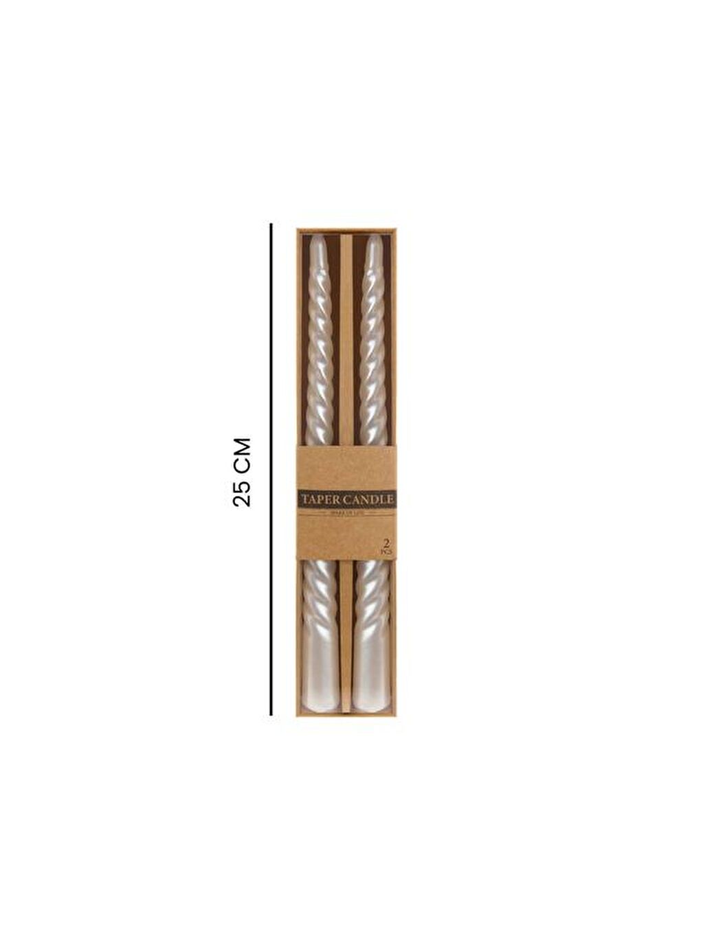 2'li Burgu Şamdan Mumu - Sedef Beyaz - 25 cm-4