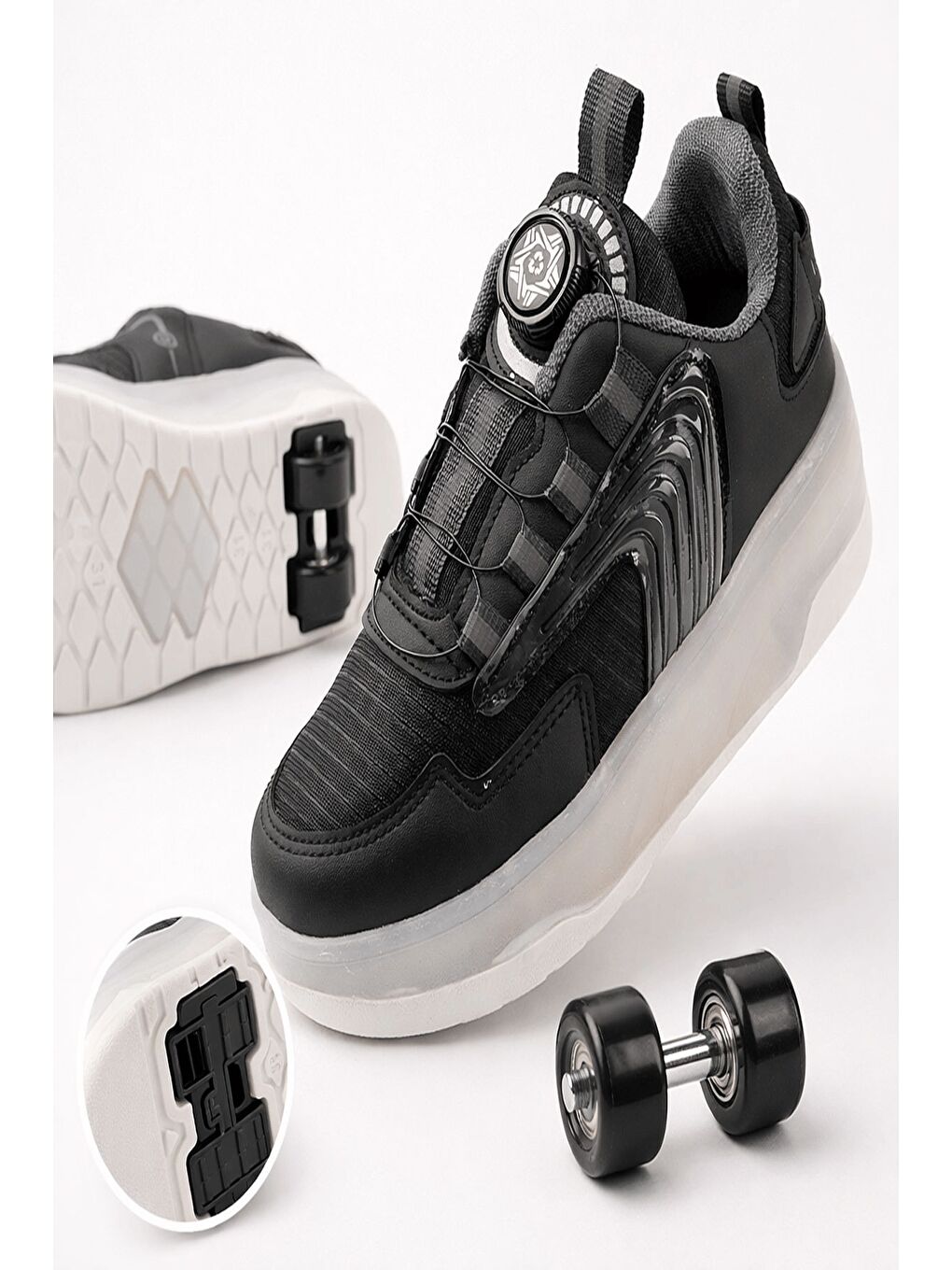 Siyah FLOW Çocuk Işıklı Patenli Tekerlekli Sneaker Spor Ayakkabı