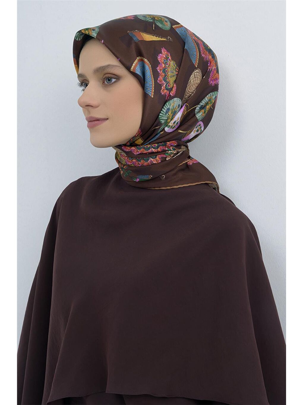 Kahverengi Saf İpek Twill Eşarp 9532D 81-1