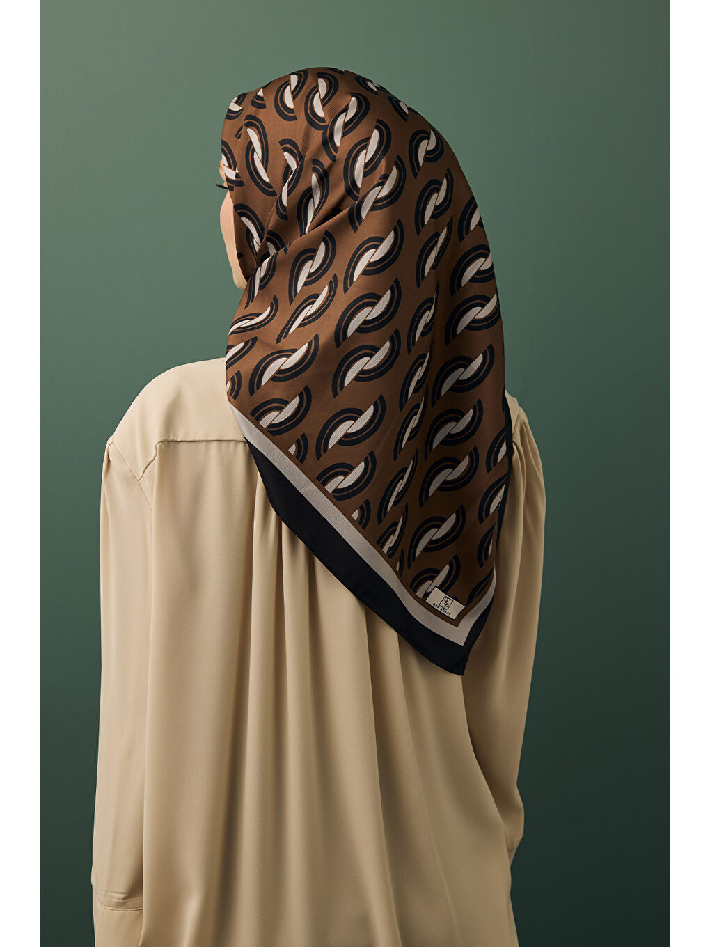 Kahverengi Twill İpek Eşarp Aura Kahve-4