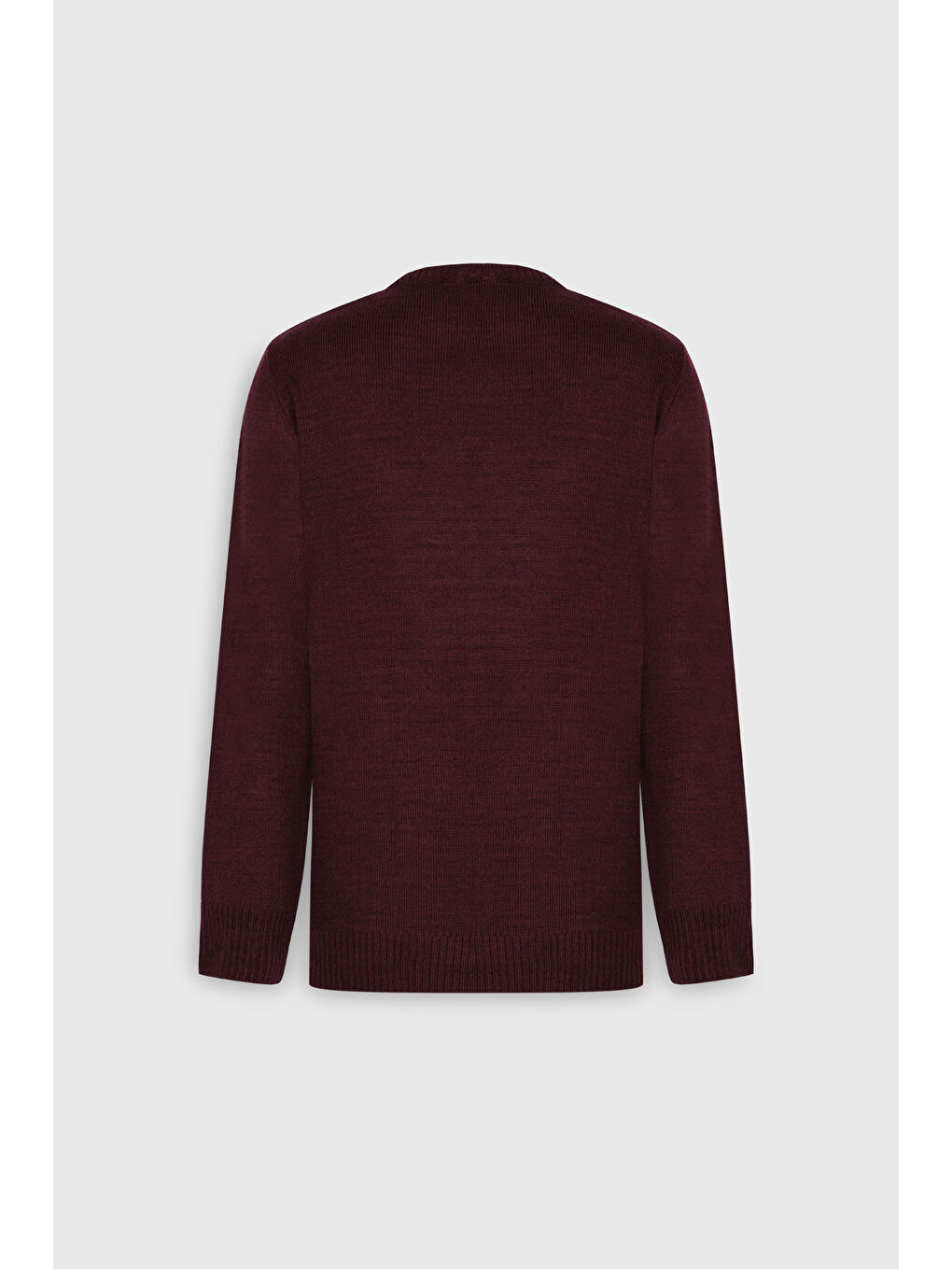 Erkek Bordo-Siyah Standart Fit Normal Kesim Bisiklet Yaka Desenli Triko Kazak-9