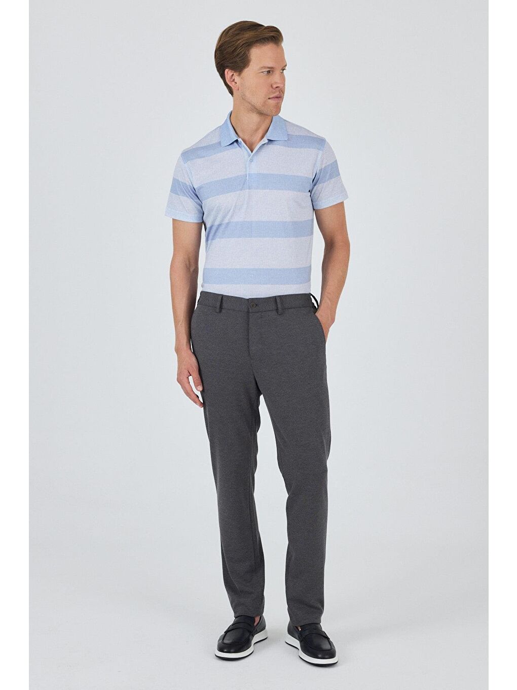 Gri Esnek Yandan Cepli Casual Slim Fit Jogger Pantolon 1003250156-1