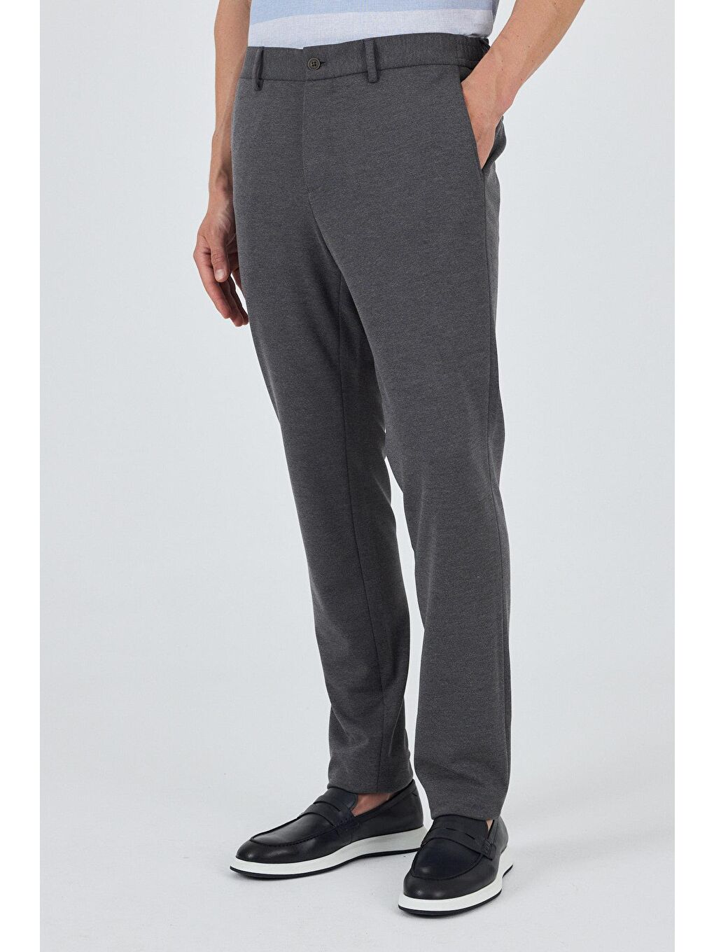 Gri Esnek Yandan Cepli Casual Slim Fit Jogger Pantolon 1003250156-2