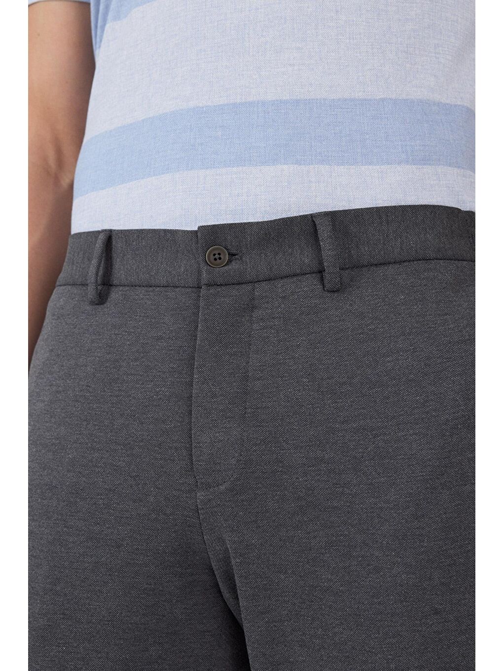 Gri Esnek Yandan Cepli Casual Slim Fit Jogger Pantolon 1003250156-3