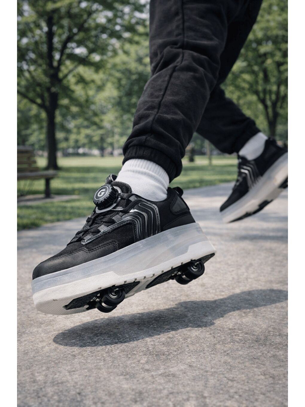 Siyah FLOW Çocuk Işıklı Patenli Tekerlekli Sneaker Spor Ayakkabı-6