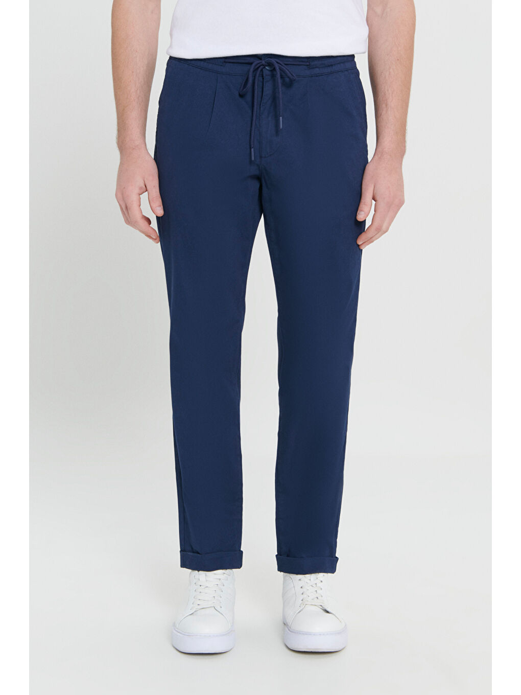 Erkek Lacivert Comfort Fit Rahat Kesim Yan Cepli Pantolon