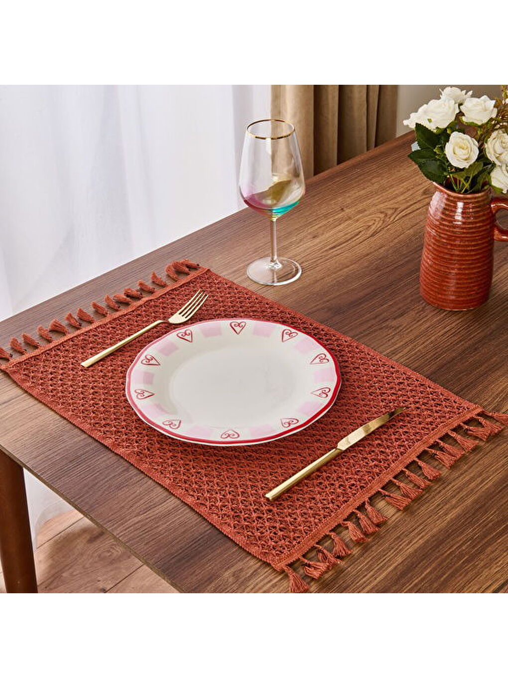 Evidea Kitchen Love Servis Tabağı - Pembe / Beyaz - 27 cm