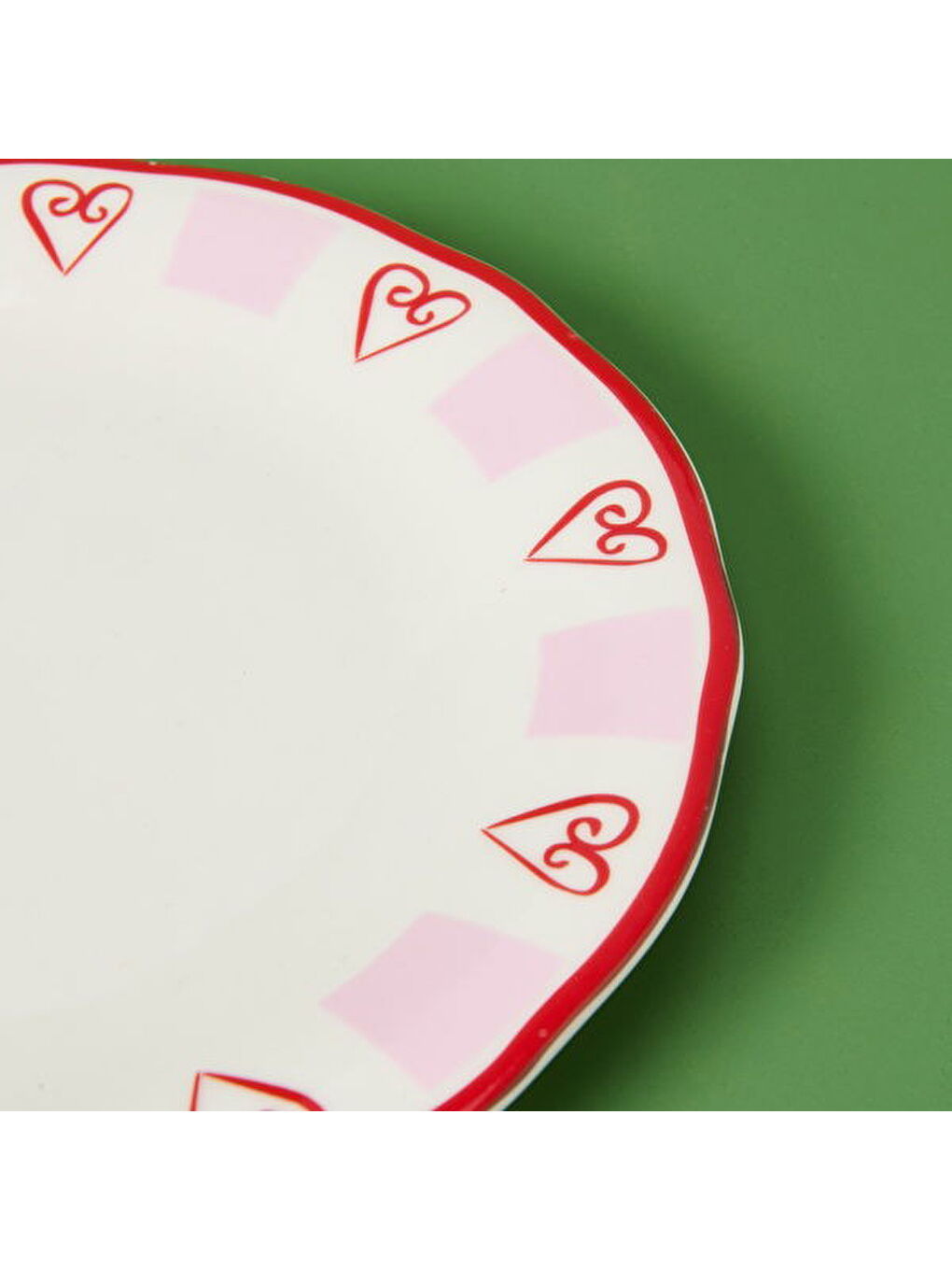 Evidea Kitchen Love Servis Tabağı - Pembe / Beyaz - 27 cm - 2
