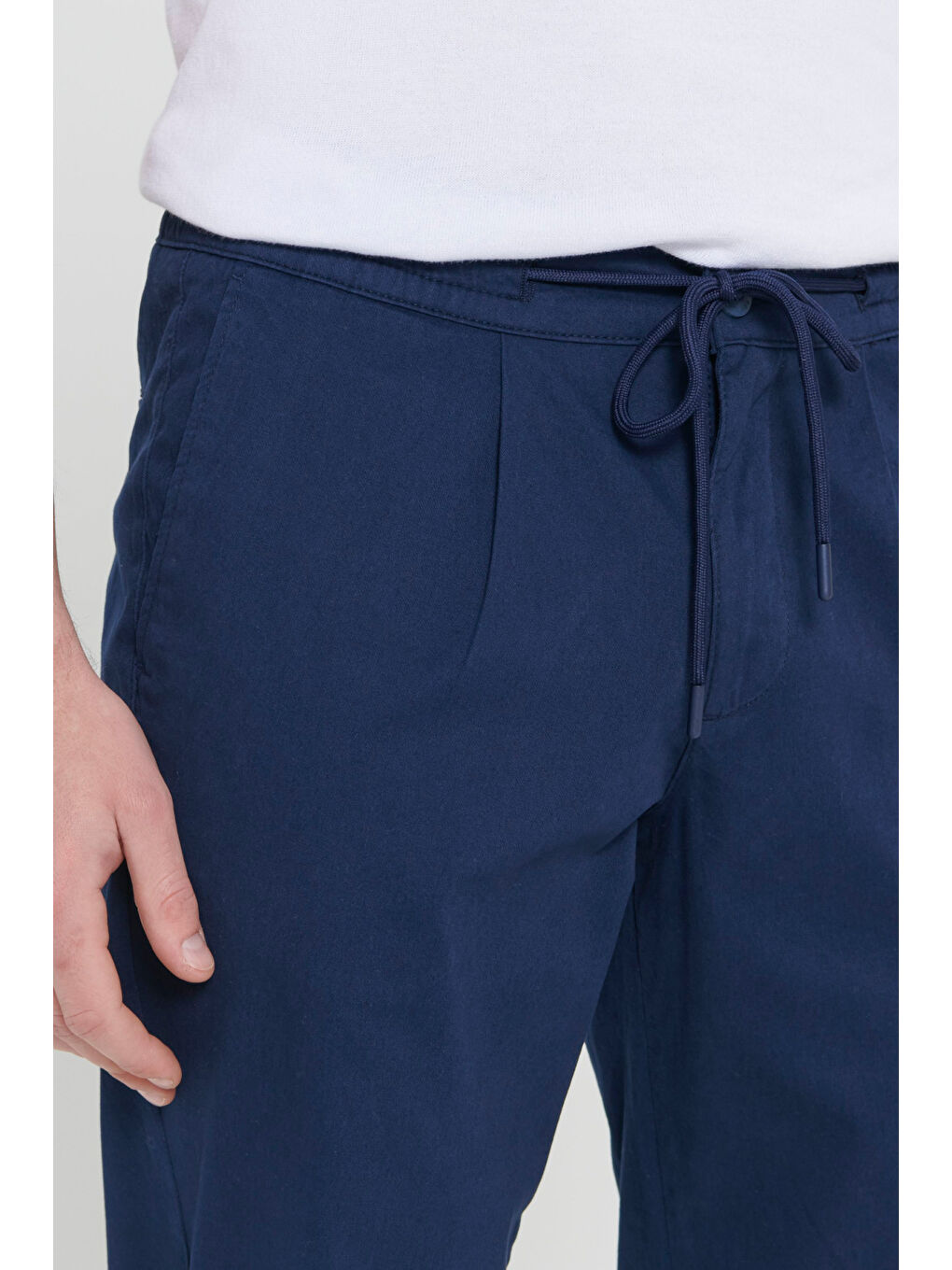 Erkek Lacivert Comfort Fit Rahat Kesim Yan Cepli Pantolon-3