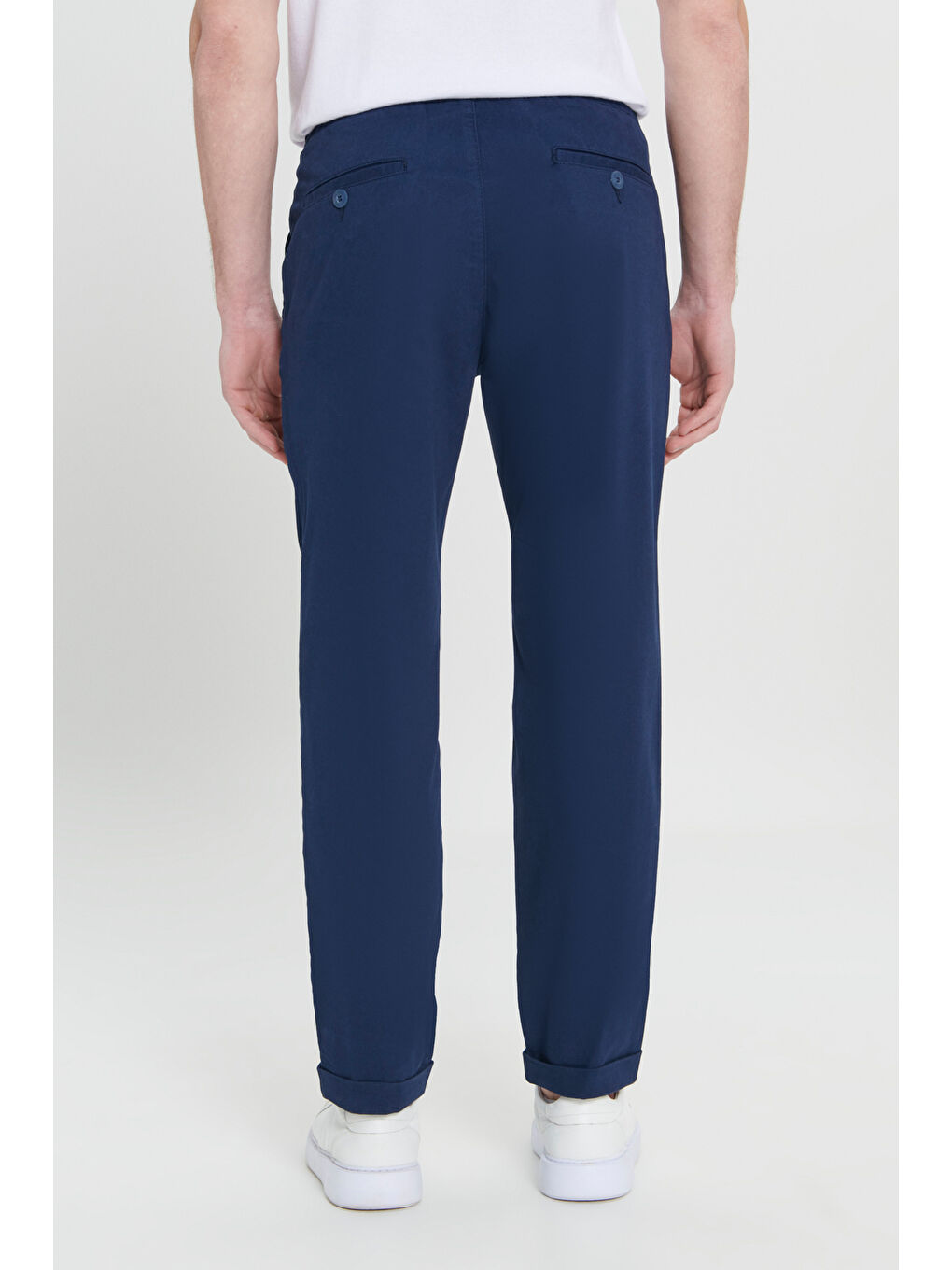 Erkek Lacivert Comfort Fit Rahat Kesim Yan Cepli Pantolon-4