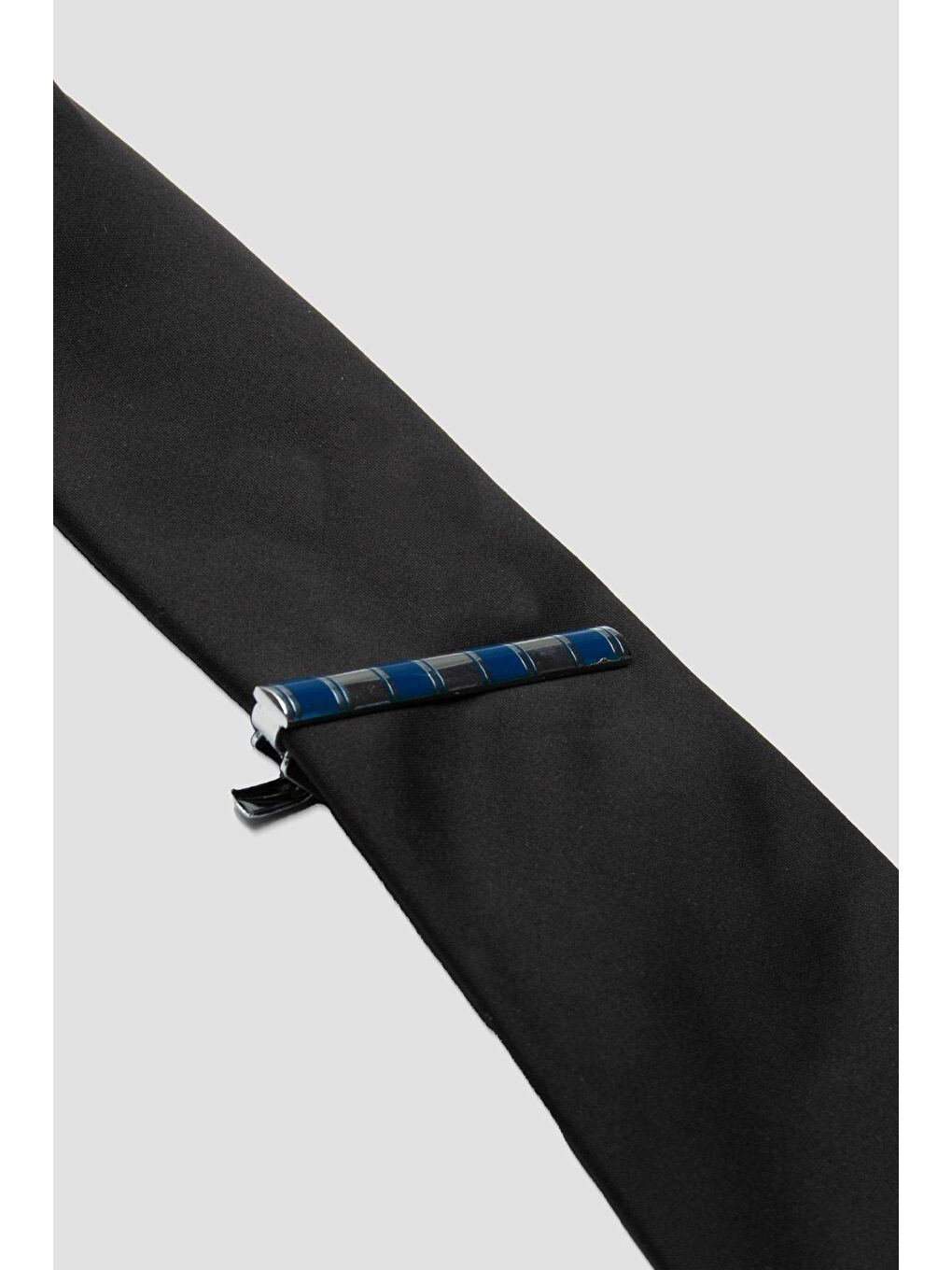 98003 Silver Lacivert Erkek Kravat İğnesi-2