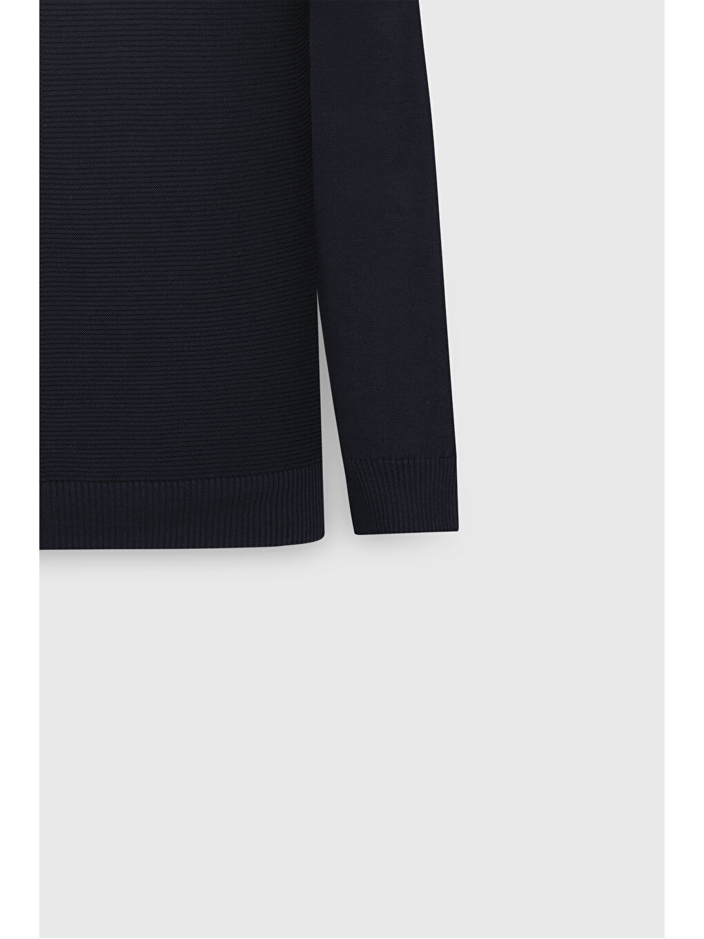 Erkek Lacivert Pamuklu Standart Fit Normal Kesim Yarım Balıkçı Yaka Desenli Triko Kazak-7