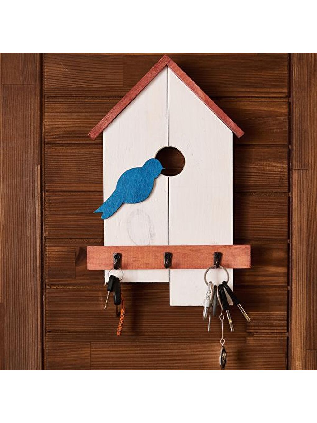Karışık Kuş Yuvası Desenli Anahtar Kutusu - Renkli - 20x33 cm