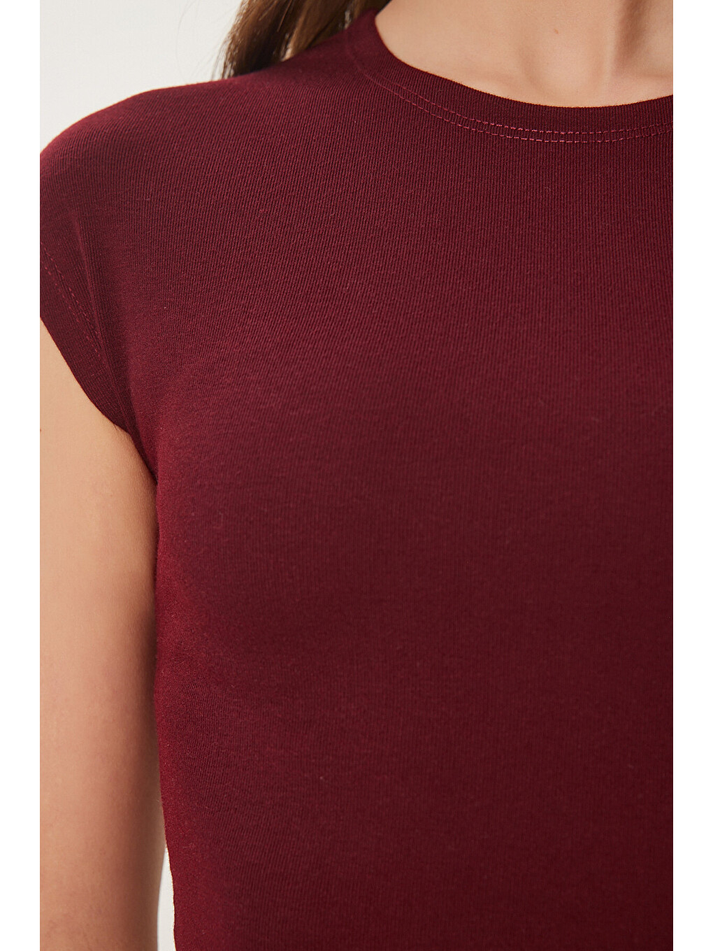 Bordo Basic Crop Örme Bluz BORDO LFW0005-3