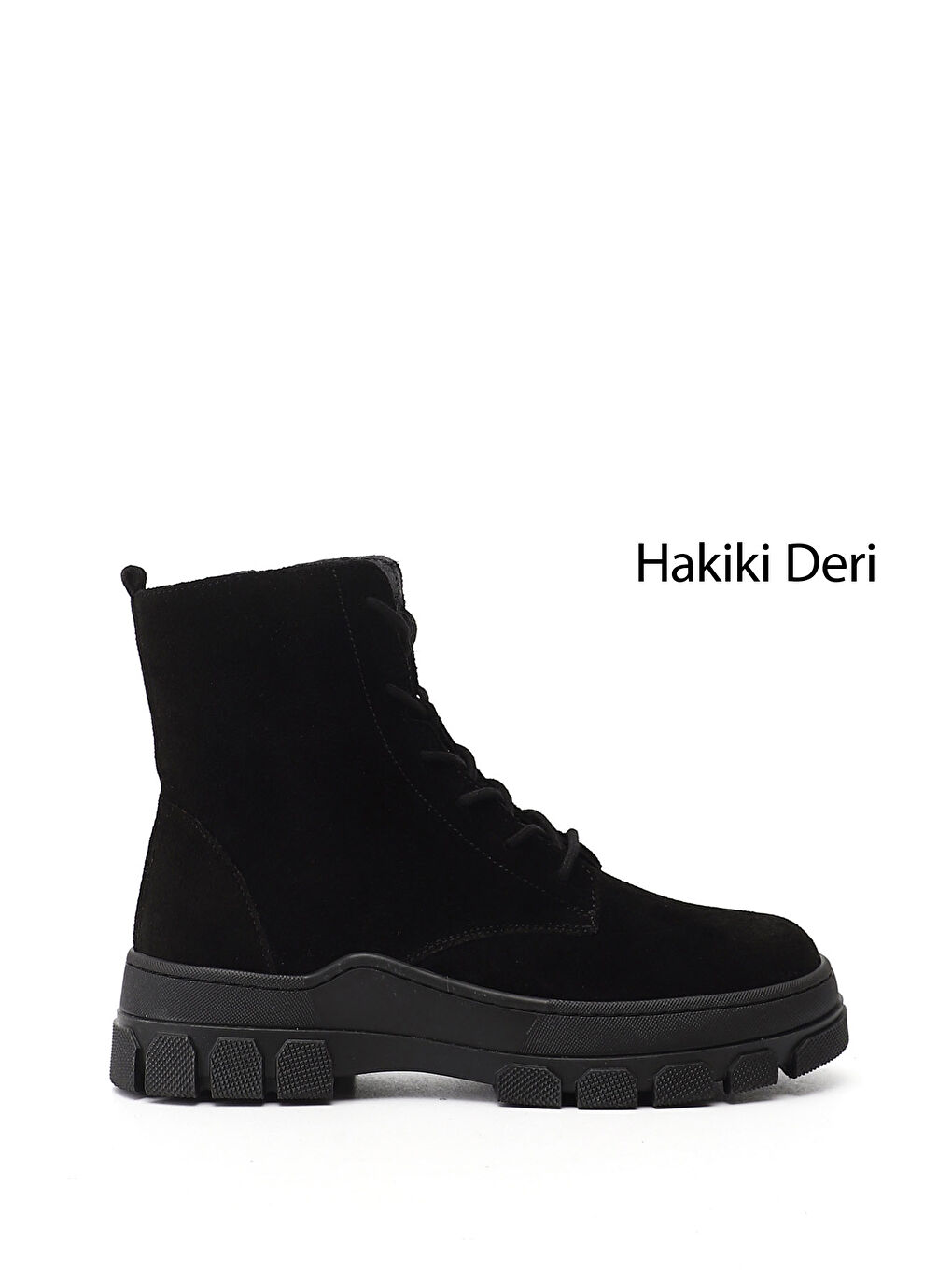 Siyah Kadın SİYAH MELANJ Fermuarlı Kauçuk Taban Hakiki Deri Postal Bot