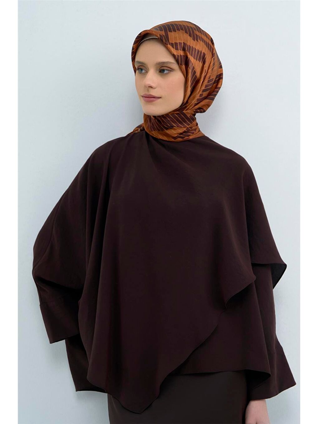 Kahverengi Saf İpek Twill Eşarp 9525D 55